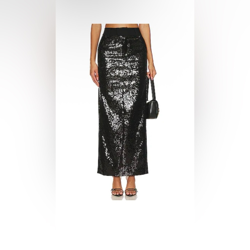 Camila Coelho Black Sequin Maxi Skirt
